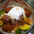ハートキャンディ's cooksnap of when they made 温玉とろ～♪アボカドとマグロの丼.