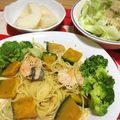 みさき89's cooksnap of when they made 生秋鮭と南瓜のクリームパスタ.