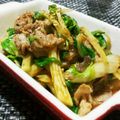 京ん家's cooksnap of when they made ＊節約☆お弁当に♪セロリの葉と豚肉炒め＊.
