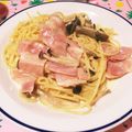 cork's cooksnap of when they made ベーコンとしめじの和風クリームパスタ♪.