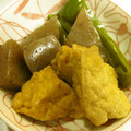 由芽15's cooksnap of when they made 厚揚げと蒟蒻とピーマンの煮物.