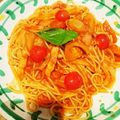＊パンとマドレーヌ＊'s cooksnap of when they made ミニトマトのスパゲッティ.