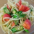 まぁえよぉし's cooksnap of when they made トマトとオクラの和風冷製パスタ.