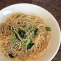 KENチャン♬'s cooksnap of when they made ★カブの葉＆しめじで簡単和風パスタ.