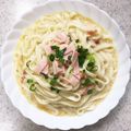 RoomA's cooksnap of when they made 豆乳で梅カルボナーラ風うどん.