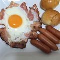 むぎじる's cooksnap of when they made 並べて焼くだけ♪朝食ベーコンエッグ.