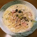 사랑이♡'s cooksnap of when they made 卵も牛乳なしヘルシー豆乳カルボナーラ.