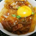 譜久村's cooksnap of when they made 玉ねぎとベーコンの甘辛すき焼き丼.