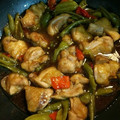 ほっしーサザエ's cooksnap of when they made 鶏肉と万願寺とうがらしのさっぱり煮.