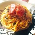 みめぐみりあ's cooksnap of when they made 生ハムとほうれん草のクリームパスタ.