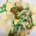 tekkokko☆'s cooksnap of when they made 豆腐ニラしめじのミルク卵とじ.