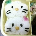 sashihi's cooksnap of when they made キャラ弁＊俵おにぎりde　キティちゃん♡.