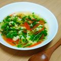 赤きんぎょ16's cooksnap of when they made 豆苗とにんじんの玉子スープ.