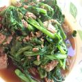 にじすき's cooksnap of when they made 春菊のそぼろ炒め♪.
