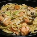 52週間's cooksnap of when they made サーモンときのこのクリームパスタ.