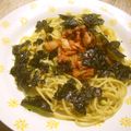 さるちゃんばなな's cooksnap of when they made アボカドとキムチ、韓国海苔のパスタ.