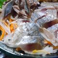 yoco152's cooksnap of when they made 鰺の白梅酢〆.