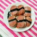 るらちゃん's cooksnap of when they made お弁当♬♫ お魚バーグのチーズサンド.