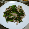 快くん's cooksnap of when they made つるむらさきと豚バラ肉の塩炒め.