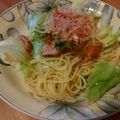 nyamu12's cooksnap of when they made 超カンタン★レタスとツナ缶の和風パスタ.