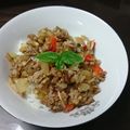 あっこ☺'s cooksnap of when they made 彩りきのこと豚挽肉でガパオ風味のピリ辛丼.