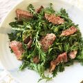 スネロー's cooksnap of when they made 超簡単♪牛ステーキ肉と春菊のサラダ風.