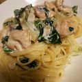 やぶsan's cooksnap of when they made 鮭とホウレン草のクリームパスタ.