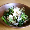 クックパッドごはん部's cooksnap of when they made にぼし油揚げ小松菜煮びたしアーモンドかけ.
