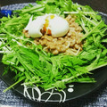 ちゃもちゃっちゃ's cooksnap of when they made ＊納豆と水菜の和風パスタ ～温玉のせ～＊.