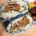 紗重桂's cooksnap of when they made きんぴらごぼうでおにぎらず.