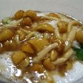 イエローバード's cooksnap of when they made チンゲン菜のピリ辛お浸し☆とろろがけ.