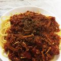 なかも♬'s cooksnap of when they made そぼろとなめ茸で簡単ミートソース　.