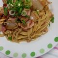 ＊ぴい＊'s cooksnap of when they made ツナとベーコンの和風スパゲティ.