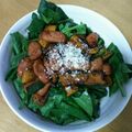 もとじママ's cooksnap of when they made ☆醤油ソースのカボチャとサラダほうれん草.