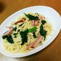 eriko617's cooksnap of when they made ほうれん草とベーコンの和風パスタ.