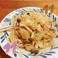 ﾏﾒｲﾁｺ゛'s cooksnap of when they made きのこのバター醤油和風なパスタ.
