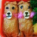 クック2L0ENV☆'s cooksnap of when they made イヌのお稲荷さん＊デコ・キャラ弁に.