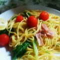 暇姉さん's cooksnap of when they made 【簡単】水菜とベーコンの和風パスタ.