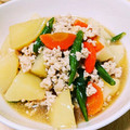 えとまな's cooksnap of when they made 残りの枝豆で。じゃがいもの鶏そぼろ煮.