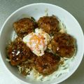 ここみ3434's cooksnap of when they made ★豚肉団子の照り焼き丼★.