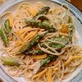 チョ子2's cooksnap of when they made アスパラガスとタラコの和風クリームパスタ.