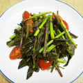 Gonbao's cooksnap of when they made 簡単 ハンダマ(金時草)の炒め物.