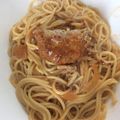 ﾌﾞﾚﾝﾀﾞ's cooksnap of when they made 残った煮込みハンバーグから作るミートスパ.