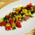 もぐドン's cooksnap of when they made ハマチのお刺身♬夏野菜ドレッシング添え♡.