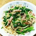 こっこちゃーん's cooksnap of when they made うま～♡きのことほうれん草の和風パスタ♡.