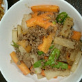 yuipuku's cooksnap of when they made 簡単！きぬさやと挽き肉の味噌マヨいため.