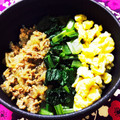 wa〜mi's cooksnap of when they made ふっくら3色とりそぼろ丼（二人分）.
