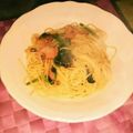 minotan's cooksnap of when they made ベーコンと茸とほうれん草のペペロンチーノ.