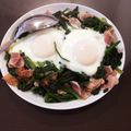 ゆうあいママん's cooksnap of when they made ほうれん草とベーコンの巣籠もり卵.