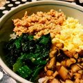 Akosua's cooksnap of when they made スタミナ3色そぼろ丼.